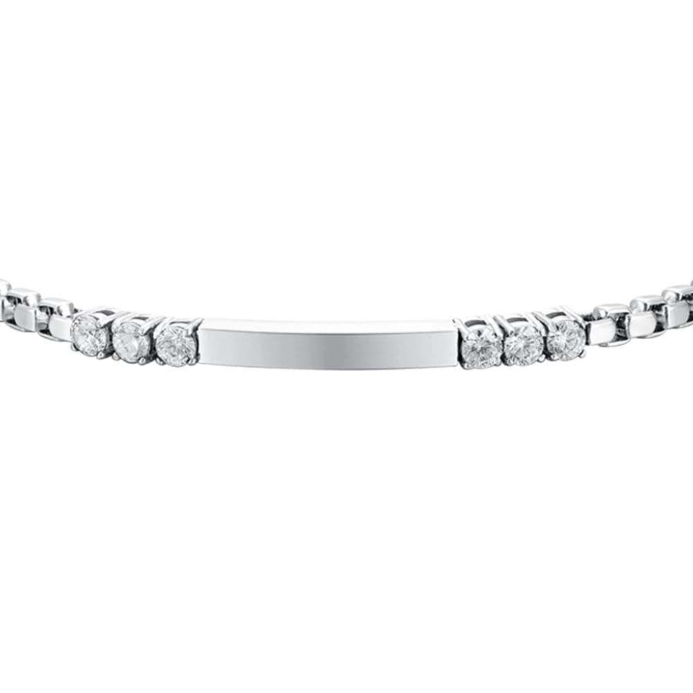 Luca Barra - BRACCIALE UOMO IN ACCIAIO PIASTRA E ZIRCONI BIANCHI in Bracciali Alba Gioielli - Casoria, commercioVirtuoso.it
