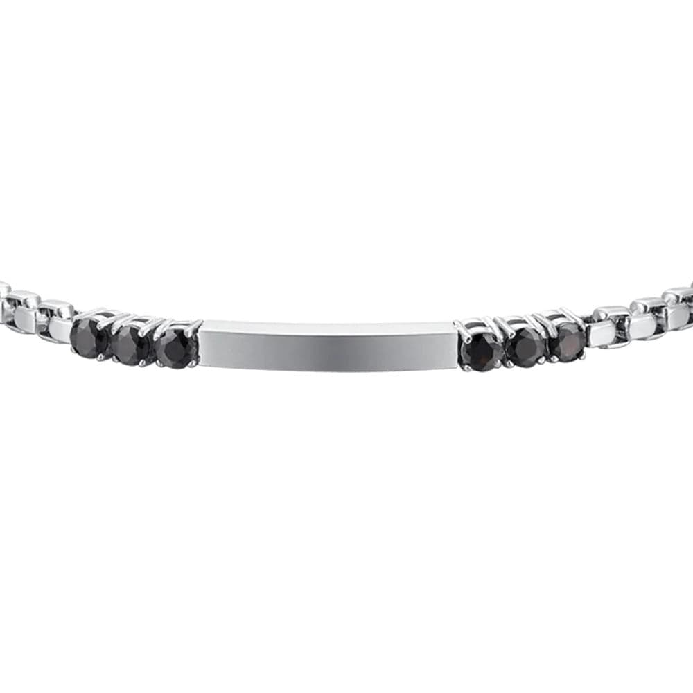 Luca Barra - BRACCIALE UOMO IN ACCIAIO PIASTRA E ZIRCONI NERI in Bracciali Alba Gioielli - Casoria, commercioVirtuoso.it
