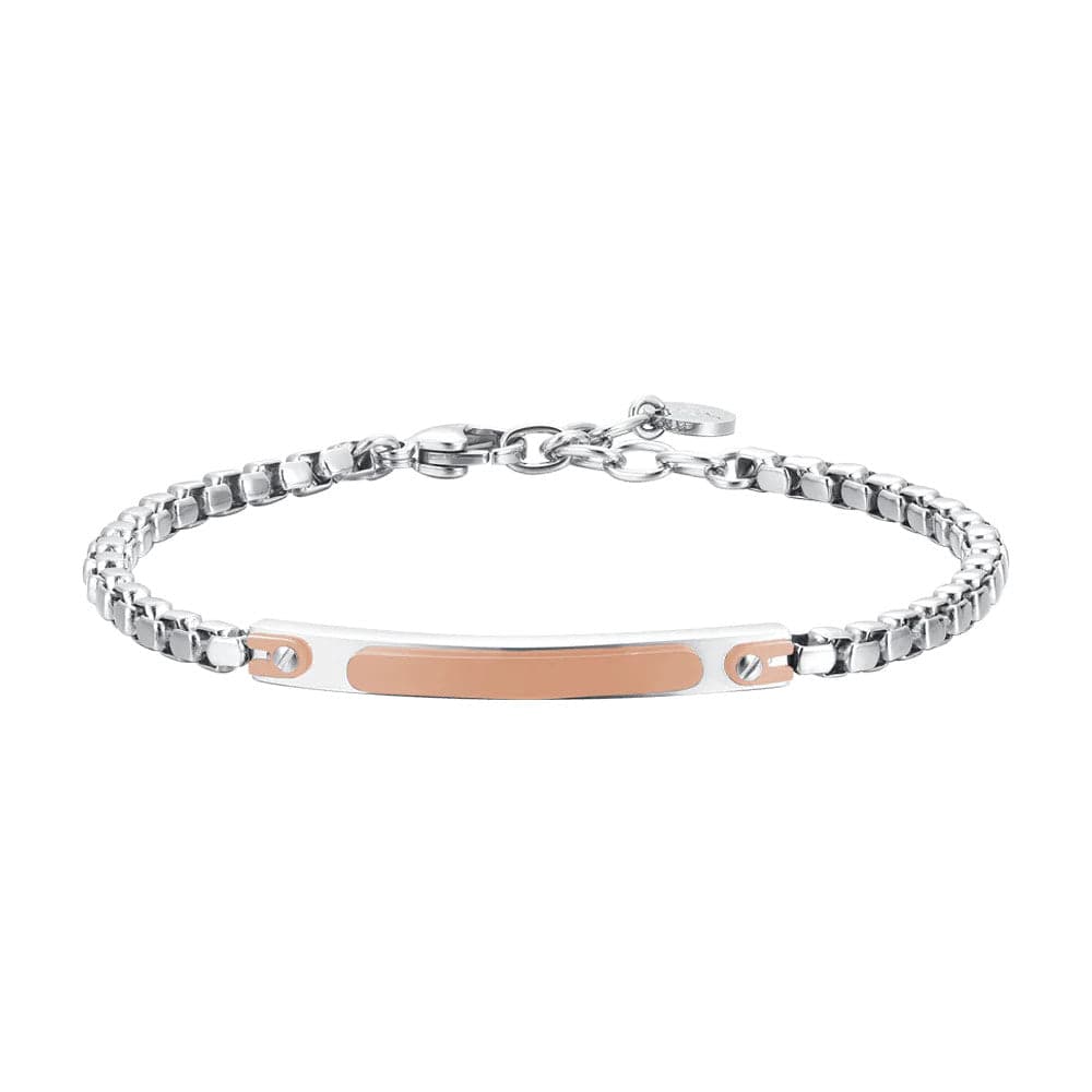 Luca Barra - BRACCIALE UOMO IN ACCIAIO CON PIASTRA IP ROSE in Bracciali Alba Gioielli - Casoria, commercioVirtuoso.it