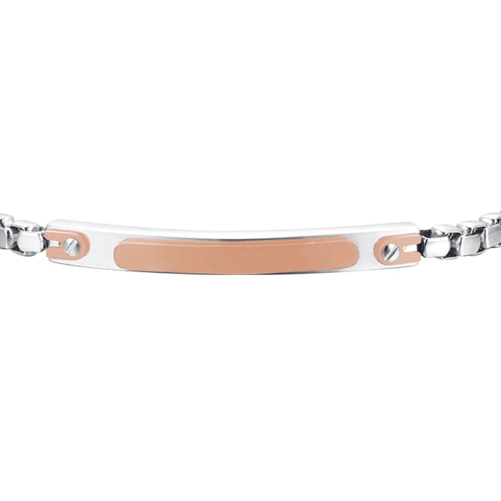 Luca Barra - BRACCIALE UOMO IN ACCIAIO CON PIASTRA IP ROSE in Bracciali Alba Gioielli - Casoria, commercioVirtuoso.it