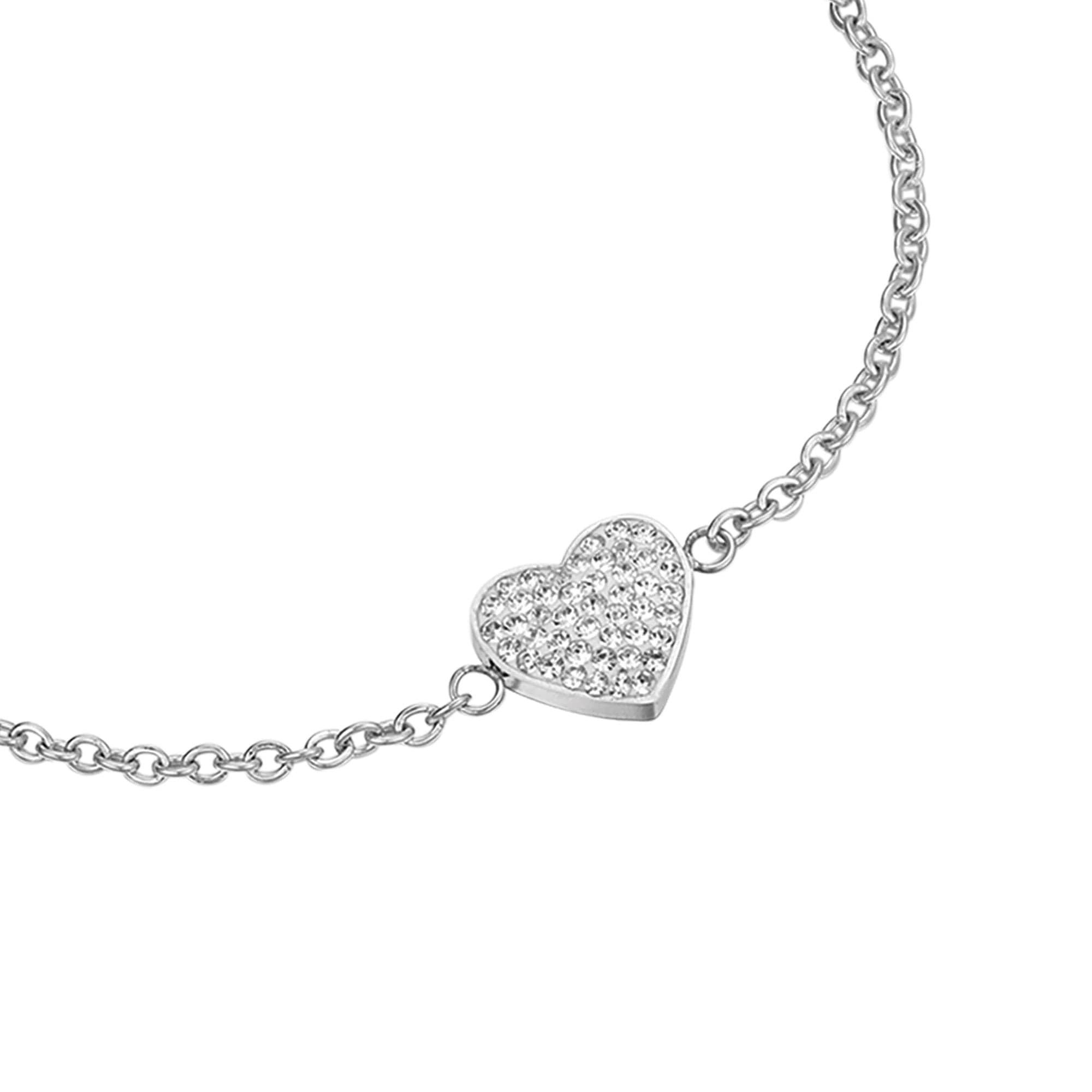 Luca Barra -  BRACCIALE DONNA IN ACCIAIO CON CUORICINO E CRISTALLI BIANCHI in Bracciali Alba Gioielli - Casoria, commercioVirtuoso.it