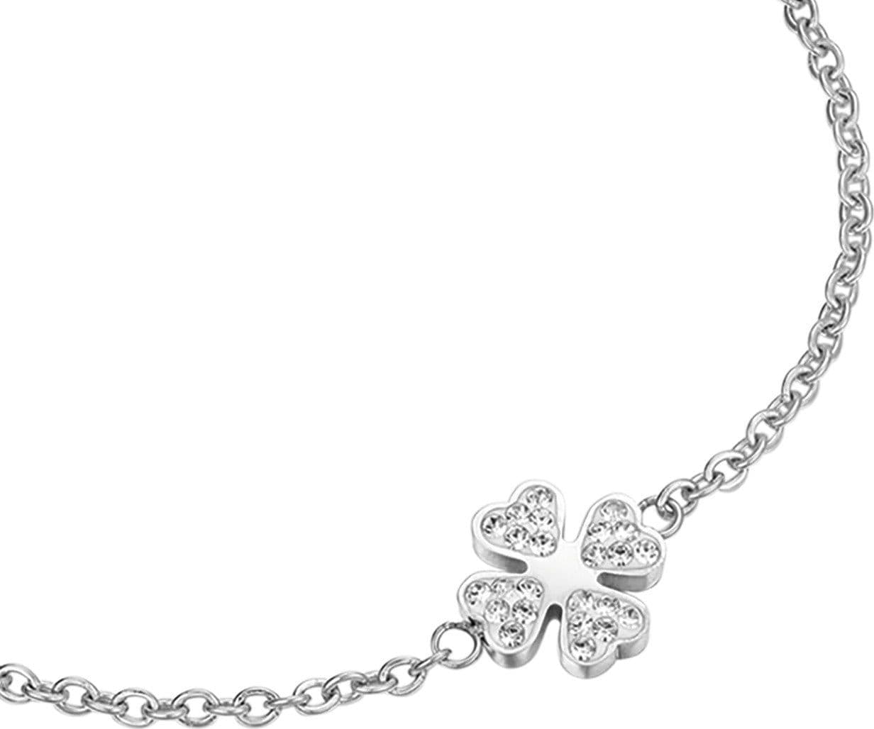 Luca Barra -  BRACCIALE DONNA IN ACCIAIO CON QUADRIFOGLIO E CRISTALLI in Bracciali Alba Gioielli - Casoria, commercioVirtuoso.it