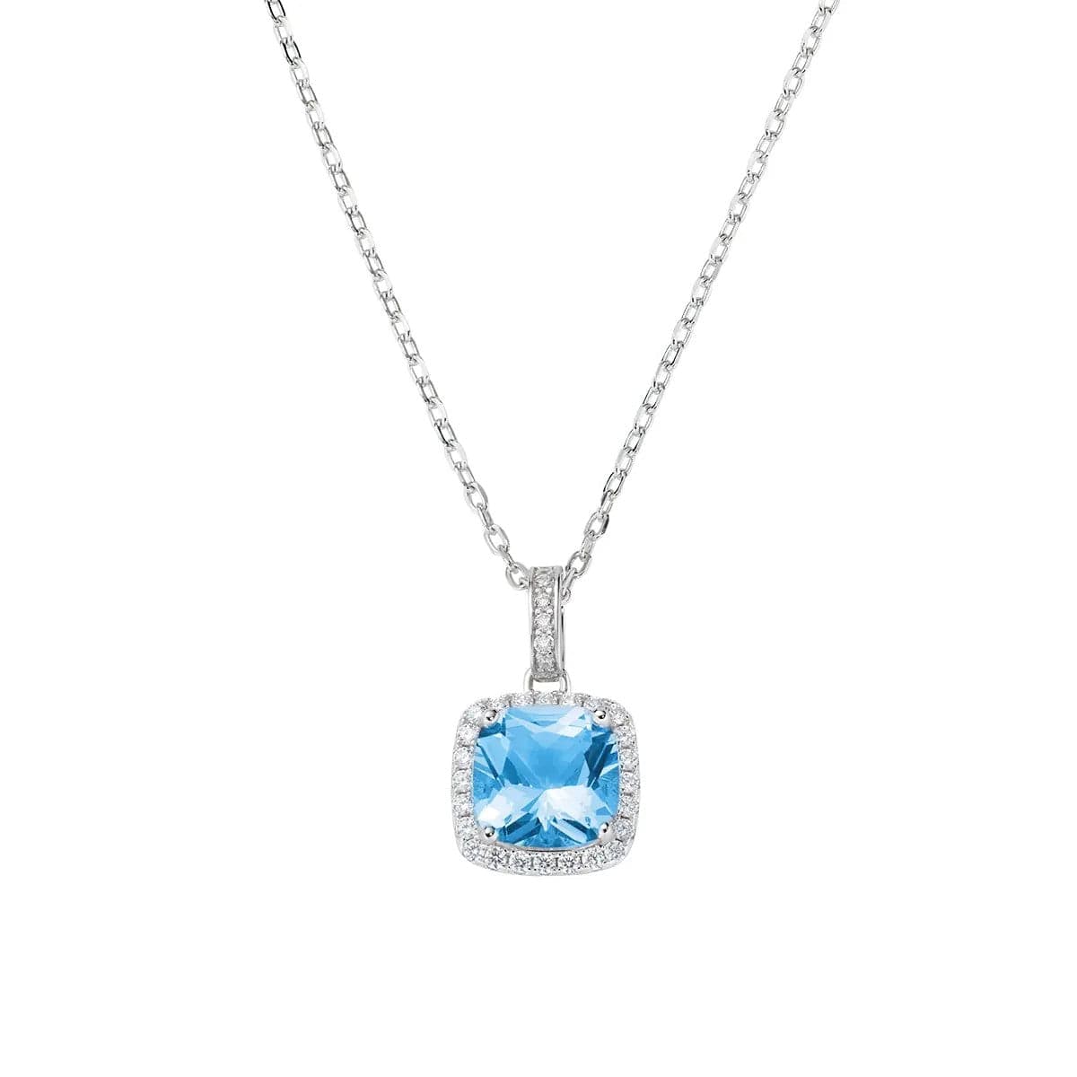 Amen  - Collana Lady con Zircone Acquamarina Taglio Radiant