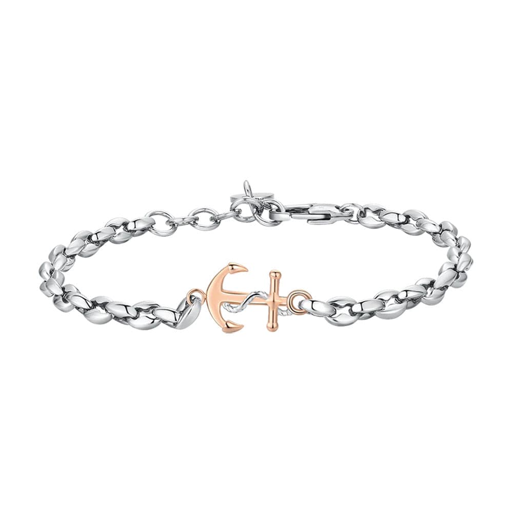 Luca Barra  -  BRACCIALE UOMO IN ACCIAIO CON ANCORA IP ROSE in Bracciali Alba Gioielli - Casoria, commercioVirtuoso.it