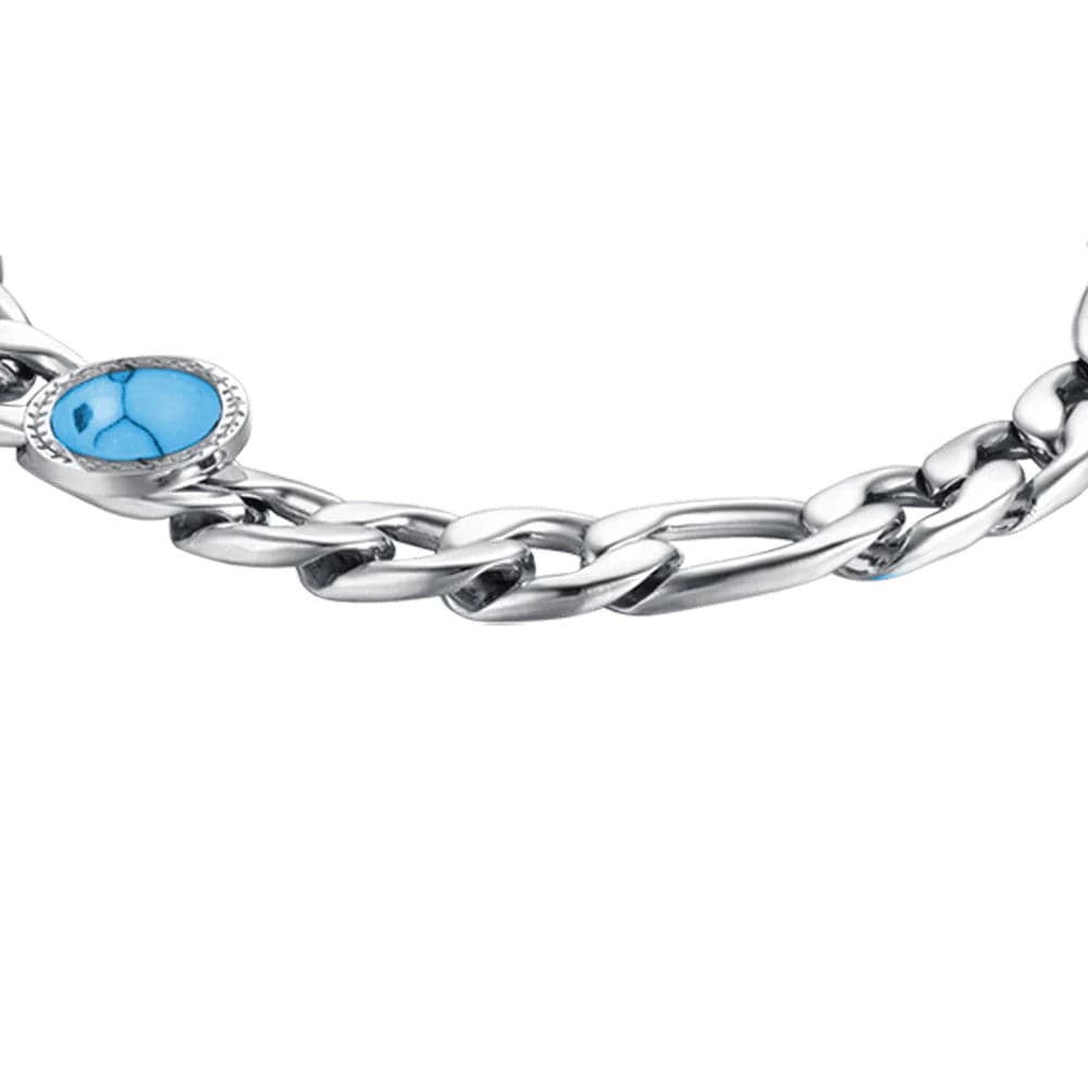 Luca Barra - BRACCIALE UOMO IN ACCIAIO CON PIETRA TURCHESE in Bracciali Alba Gioielli - Casoria, commercioVirtuoso.it
