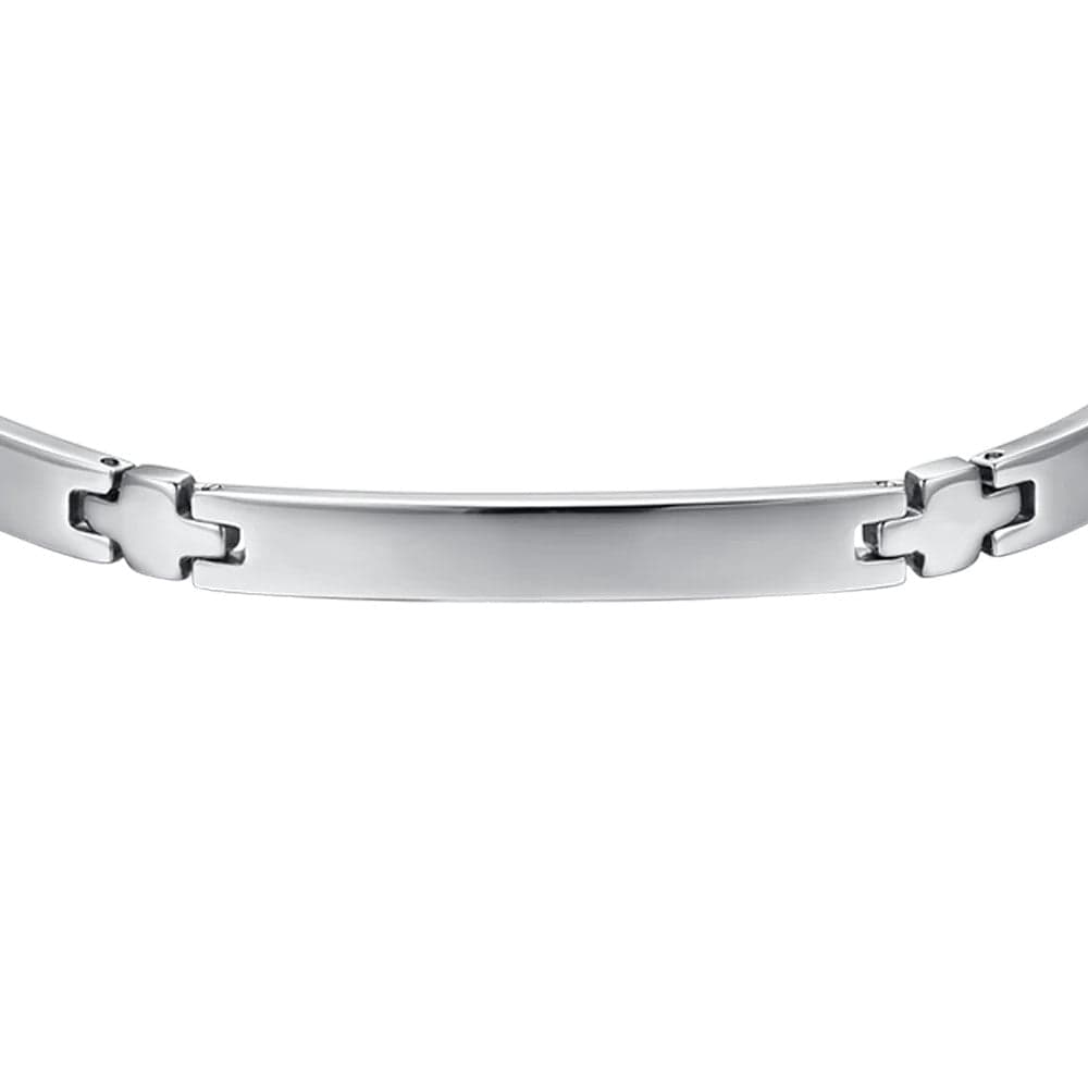 Luca Barra  -  BRACCIALE UOMO IN ACCIAIO CON PIASTRA E CROCI SILVER in Bracciali Alba Gioielli - Casoria, commercioVirtuoso.it