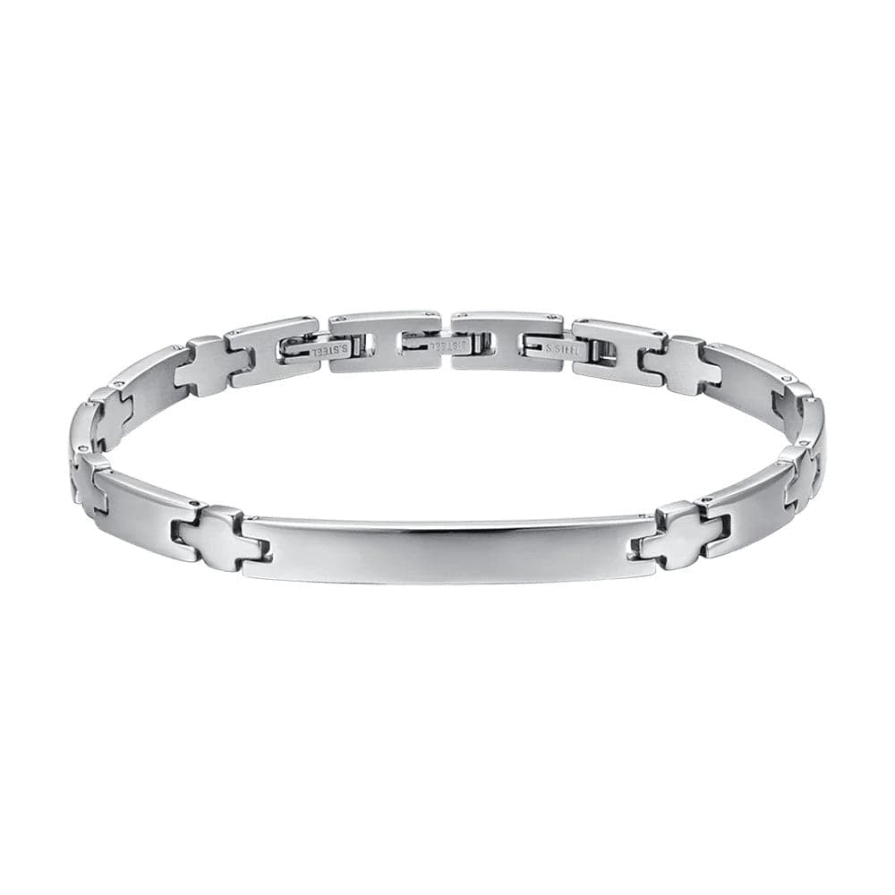 Luca Barra  -  BRACCIALE UOMO IN ACCIAIO CON PIASTRA E CROCI SILVER in Bracciali Alba Gioielli - Casoria, commercioVirtuoso.it