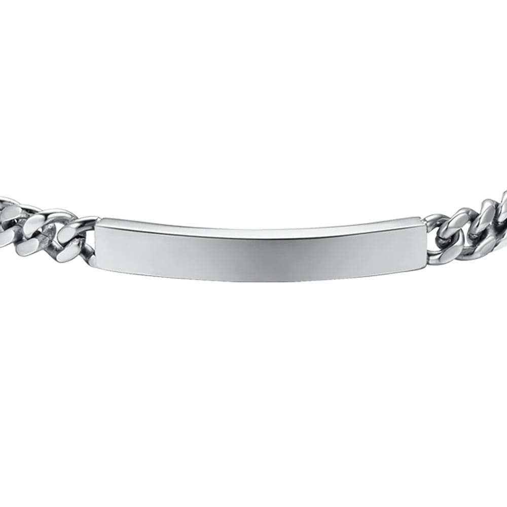 Luca Barra  -  BRACCIALE UOMO IN ACCIAIO CON PIASTRA SILVER in Bracciali Alba Gioielli - Casoria, commercioVirtuoso.it