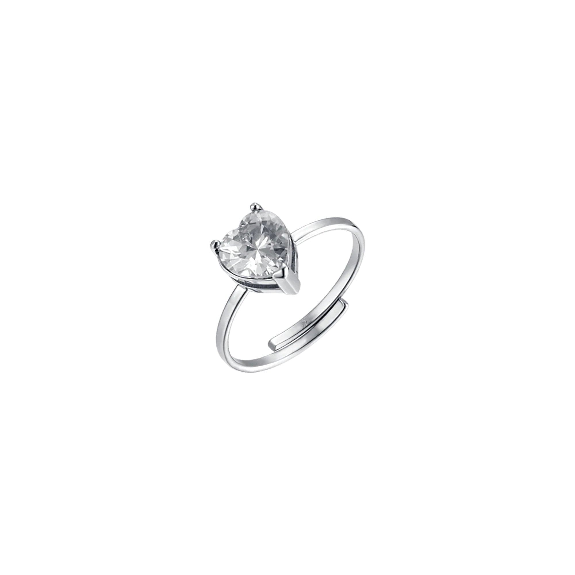 Luca Barra -  ANELLO DONNA IN ACCIAIO CON CRISTALLO BIANCO A FORMA DI CUORE in Anelli Alba Gioielli - Casoria, commercioVirtuoso.it
