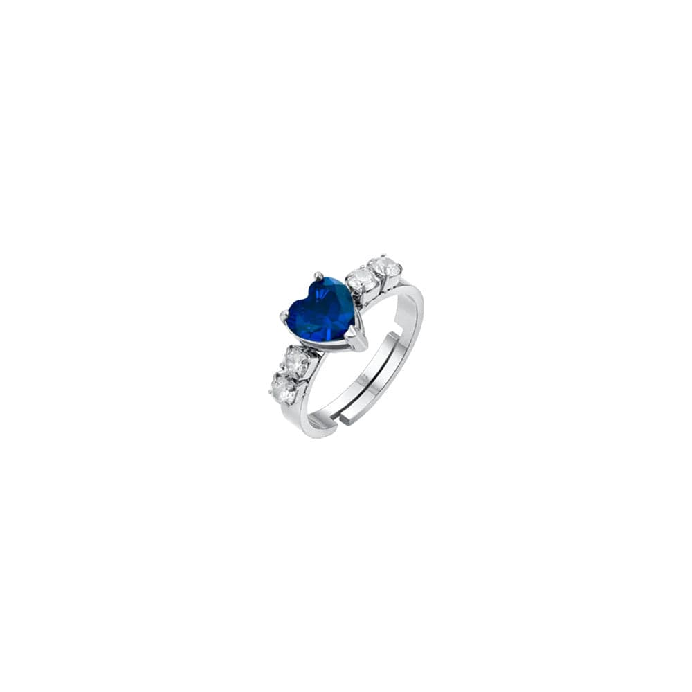 Luca Barra -  ANELLO DONNA IN ACCIAIO CON CRISTALLI BIANCHI E CUORE CRISTALLO BLU in Anelli Alba Gioielli - Casoria, commercioVirtuoso.it