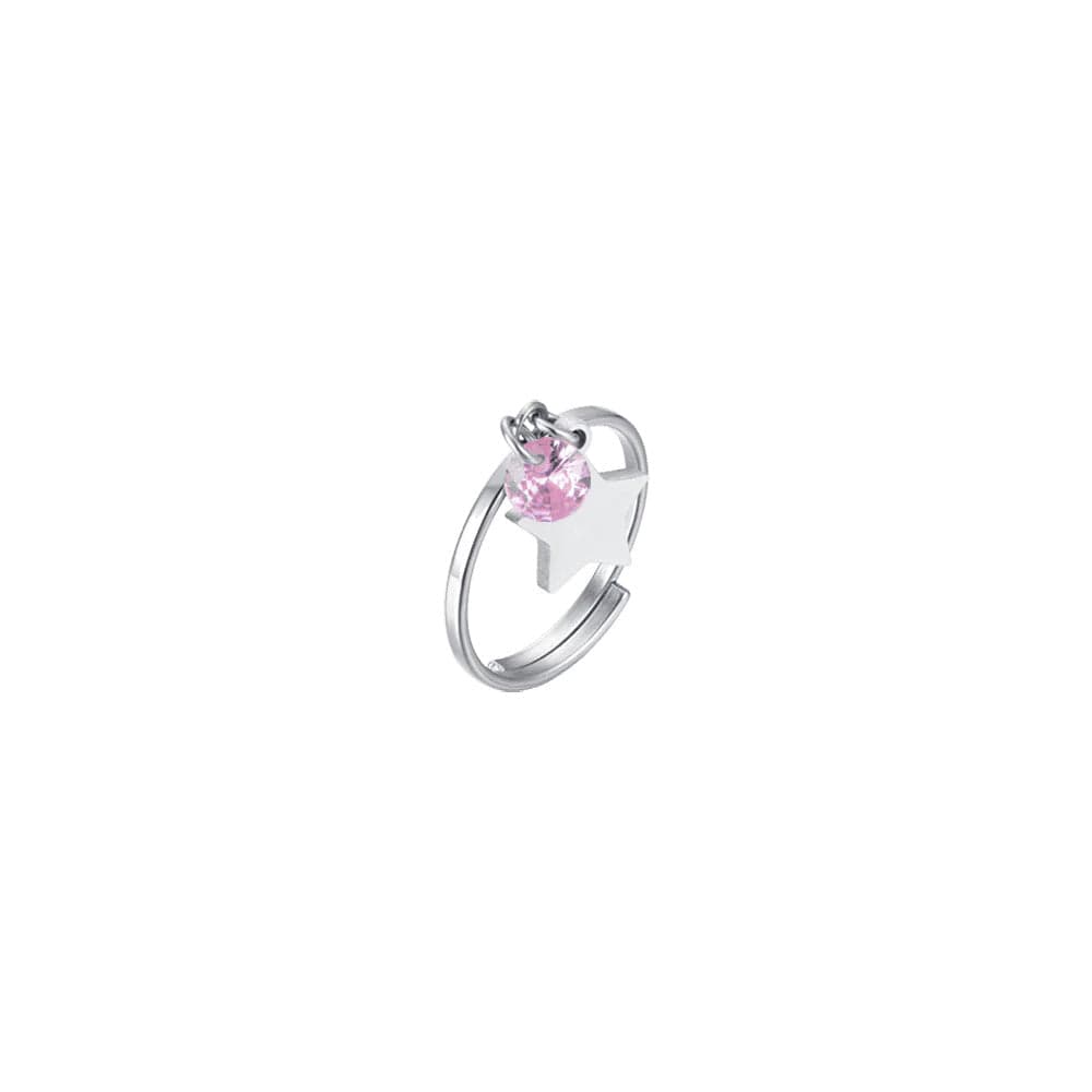 Luca Barra -  ANELLO DONNA IN ACCIAIO CON STELLA E ZIRCONE ROSA in Anelli Alba Gioielli - Casoria, commercioVirtuoso.it