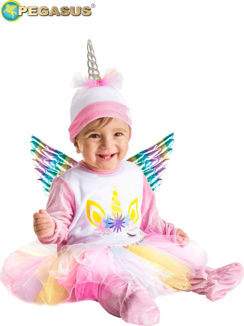 COSTUME CARNEVALE PICCOLA UNICORNO ARCOBALENO NEONATA DA 0 A 12 MESI - PEGASUS 5649 in Bambini Falco Biancheria - Parete, commercioVirtuoso.it