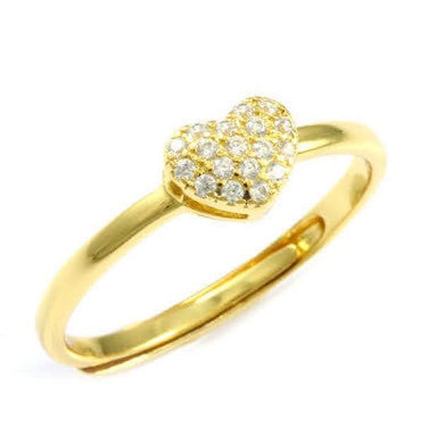 Evideence - ANELLO ARGENTO CUORE GOLD E ZIRCONI BIANCHI