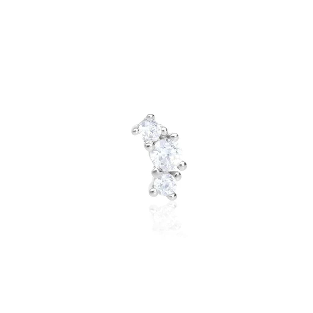 Stroili - Orecchino  Piercing Tragus Helix Conch Bon Ton Oro Bianco Cubic Zirconia in Piercing a bottone Alba Gioielli - Casoria, commercioVirtuoso.it