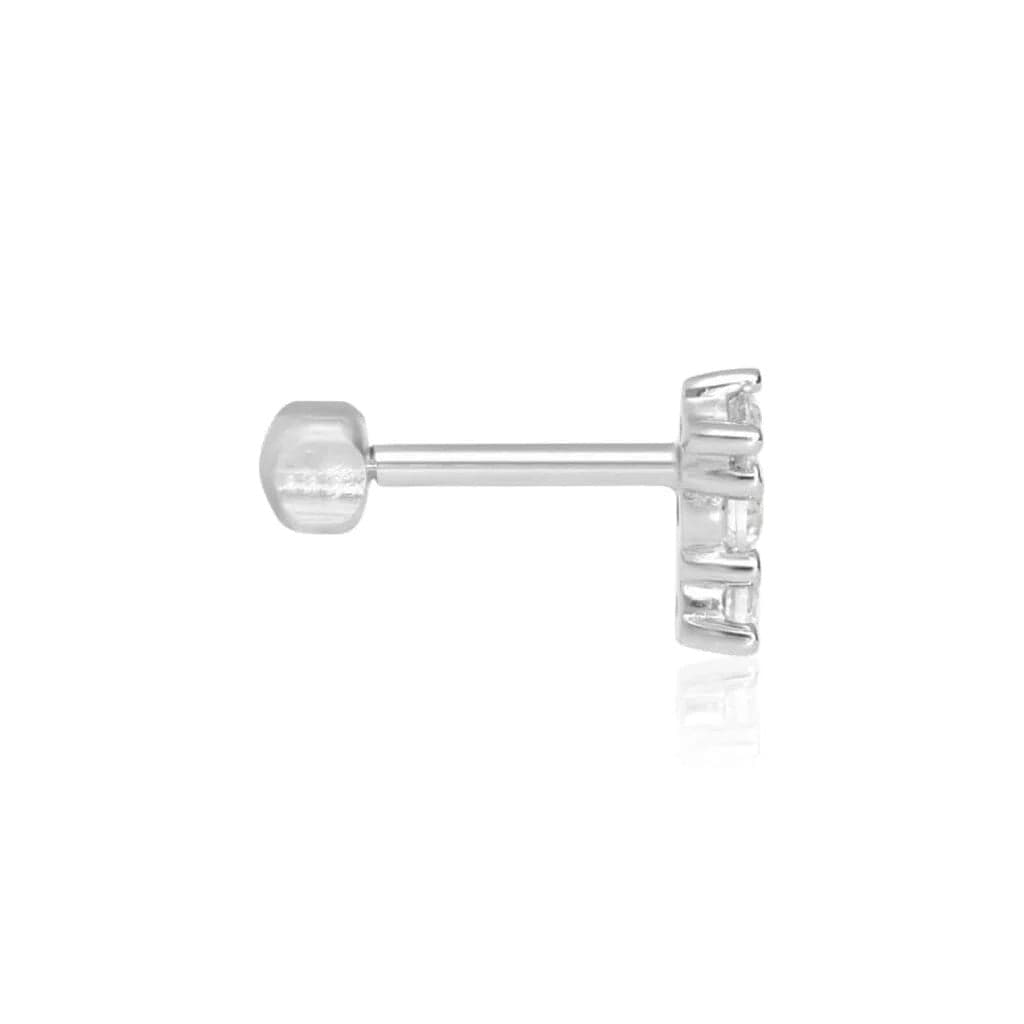 Stroili - Orecchino  Piercing Tragus Helix Conch Bon Ton Oro Bianco Cubic Zirconia in Piercing a bottone Alba Gioielli - Casoria, commercioVirtuoso.it
