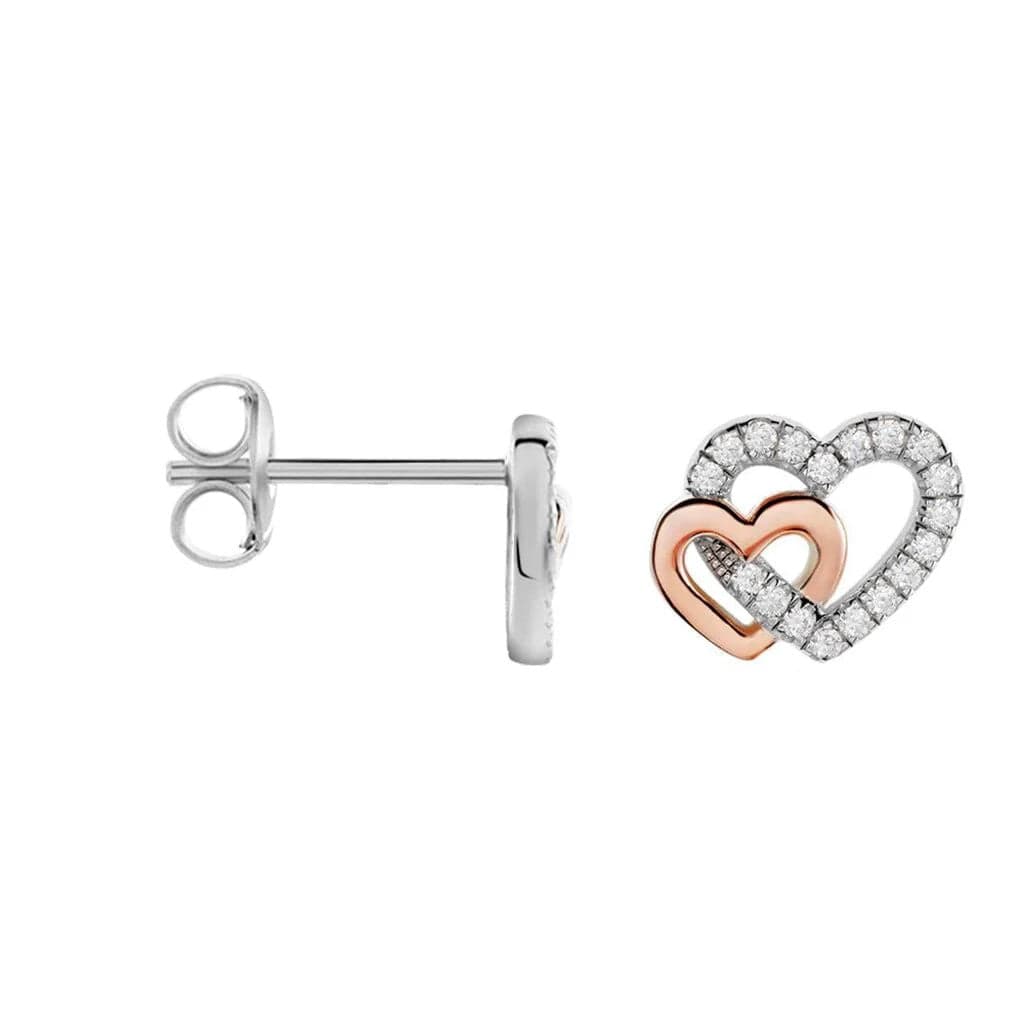 Stroili -  Orecchini Lobo Silver Moments Argento Bicolore Bianco / Rosa Cubic Zirconia