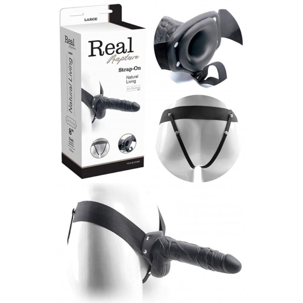 Strap-On Real Rapture 8 Black con Funzione di Vibrazione in Strap-on Sexy Tentazioni - Siracusa, commercioVirtuoso.it