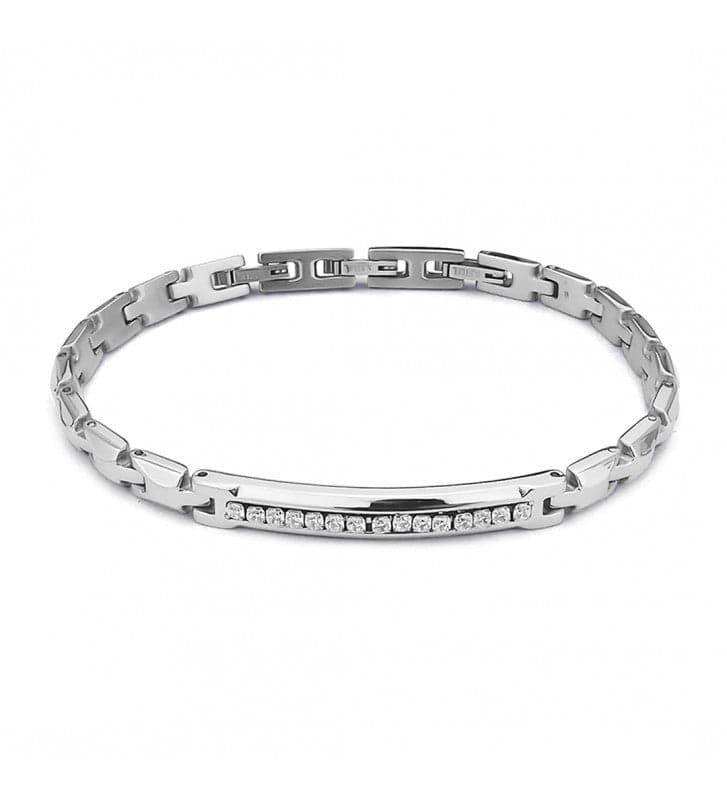 Boccadamo - BRACCIALE  UOMO MODULARE CON ZIRCONI BIANCHI