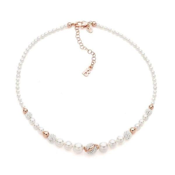 Boccadamo - Collana in argento placcato oro rosa con perle e strass in Collane Alba Gioielli - Casoria, commercioVirtuoso.it