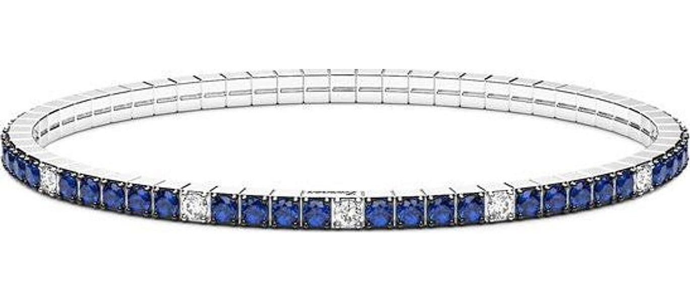 Zancan -  Bracciale Uomo Tennis Argento 925 Zirconi blu Elastico