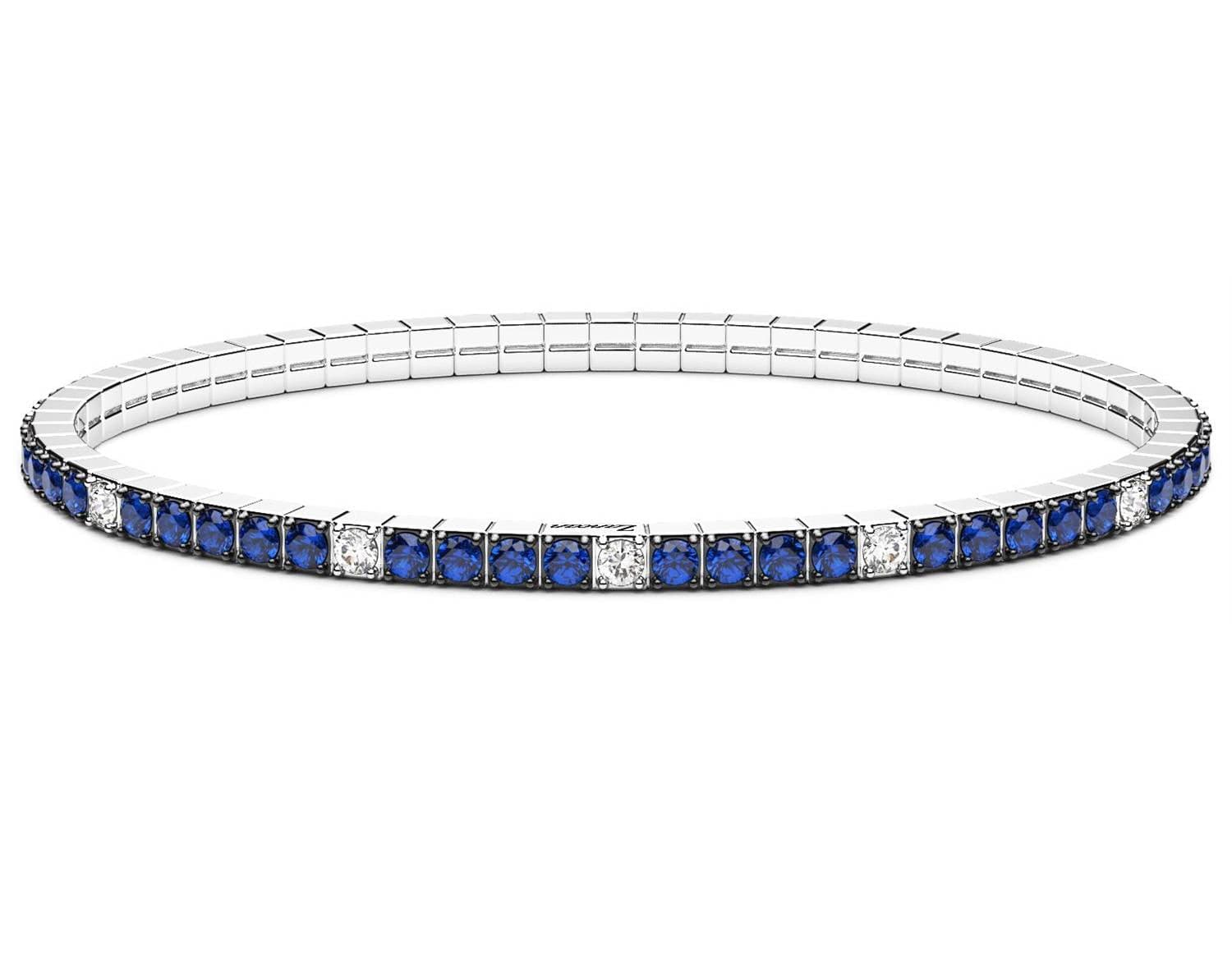 Zancan -  Bracciale Uomo Tennis Argento 925 Zirconi blu Elastico in Bracciali Alba Gioielli - Casoria, commercioVirtuoso.it