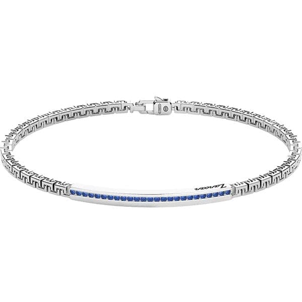 Zancan -  Bracciale Zancan in argento con targa e pietre blu