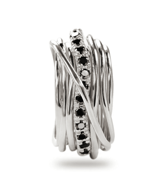 Rubinia Gioielli -  Anello Filodellavita Rock 13 fili in Argento 925 e Diamanti Black in Anelli Alba Gioielli - Casoria, commercioVirtuoso.it