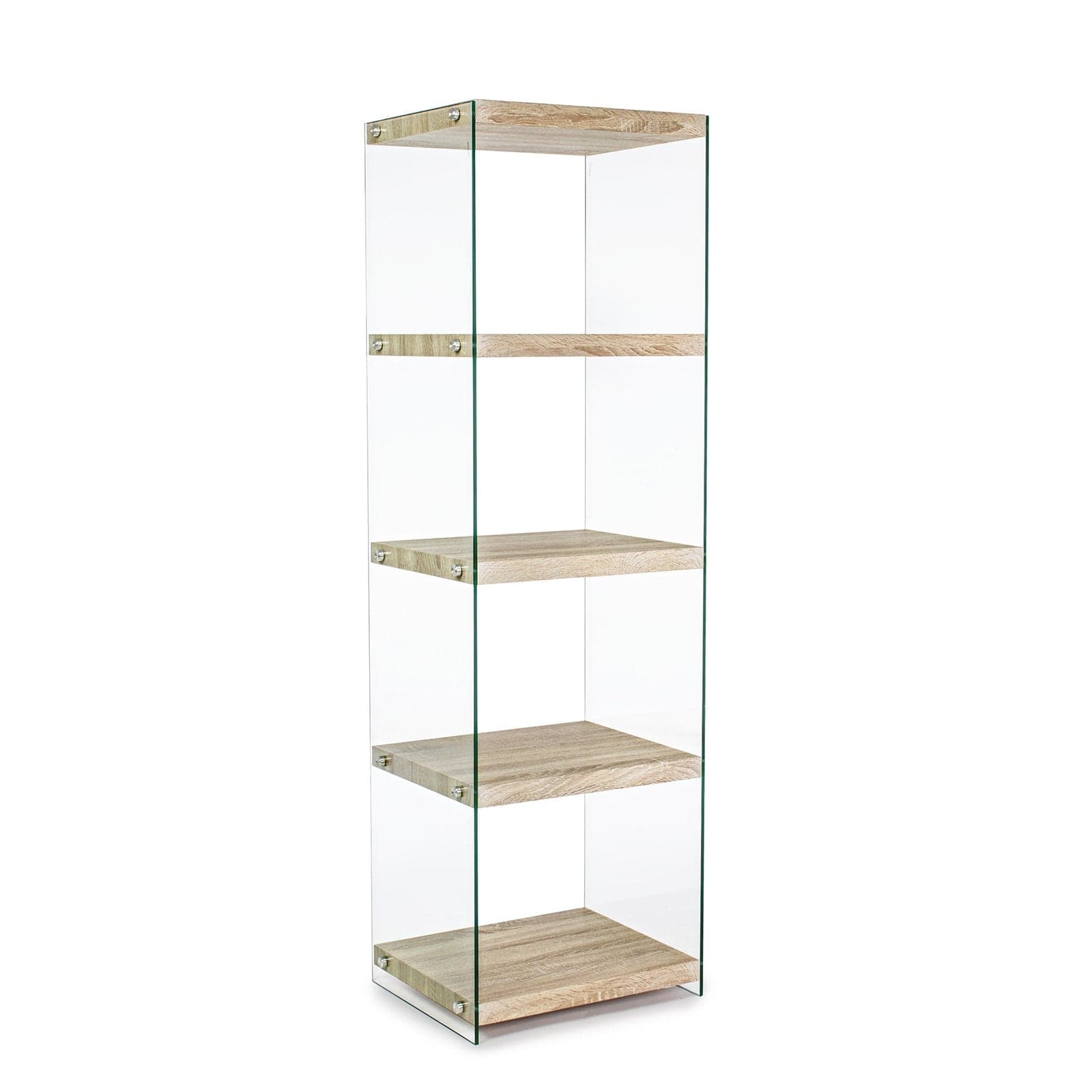 Libreria moderna "Sury Stretta" in vetro e legno di design per cameretta ed ufficio - 9