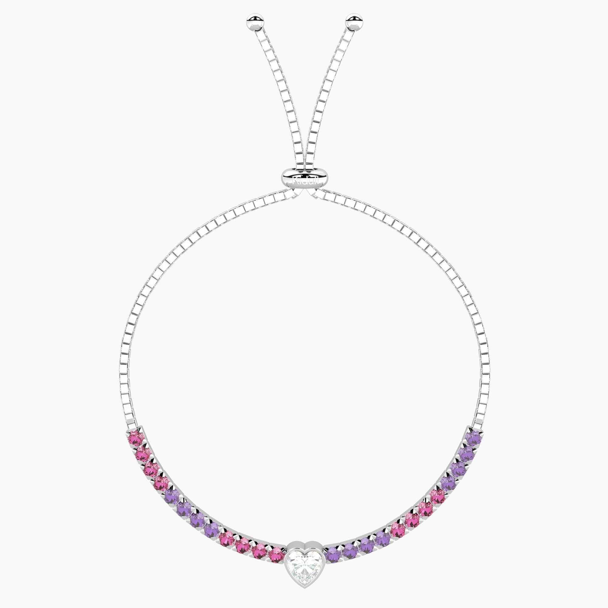 Kidult  -  Bracciale tennis regolabile rosa e viola con cuore  CUORE | TI VOGLIO BENE in Bracciali Alba Gioielli - Casoria, commercioVirtuoso.it