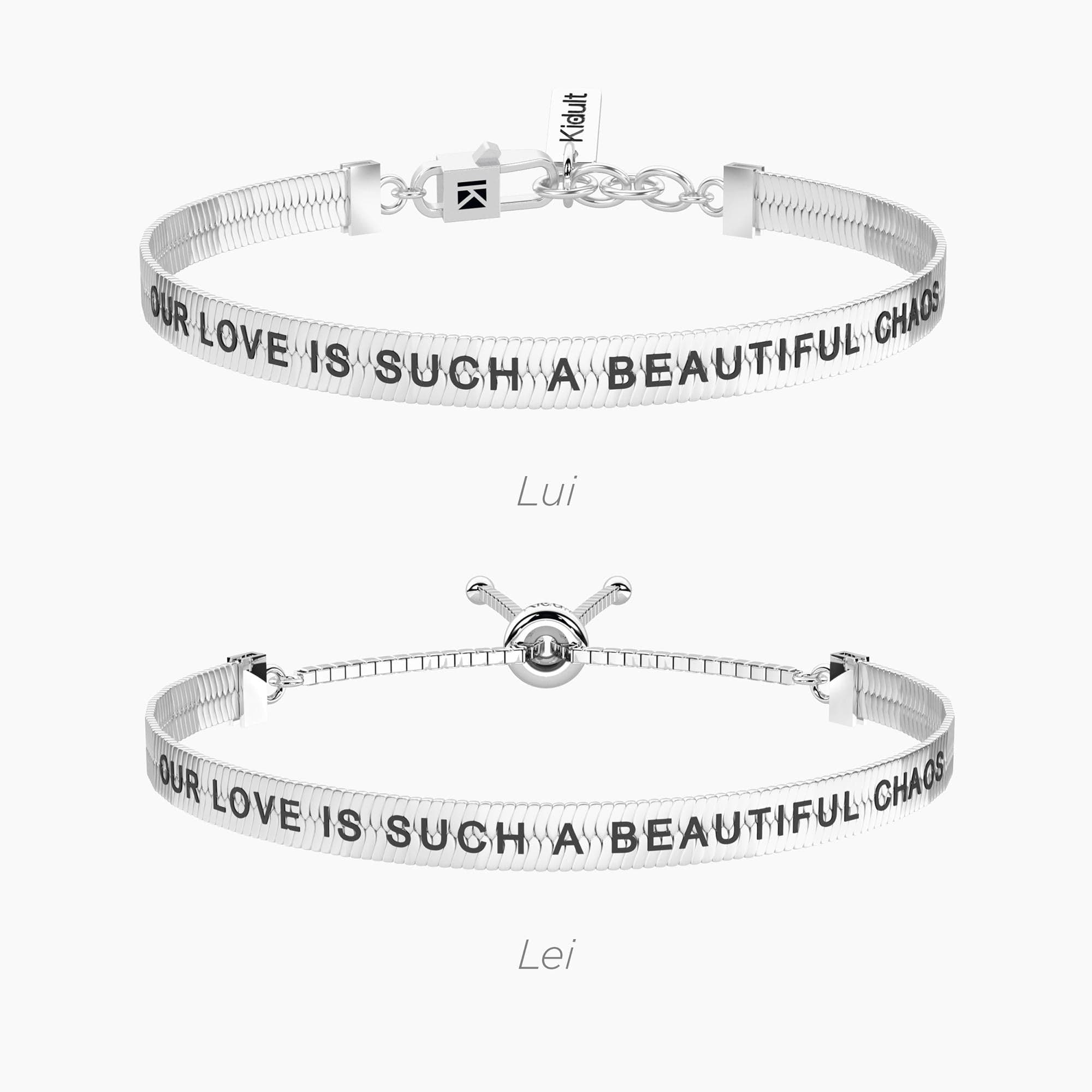 Kidult - Bracciali a coppia elastici, per lui e lei con frase AMORE | CAOS in Bracciali Alba Gioielli - Casoria, commercioVirtuoso.it