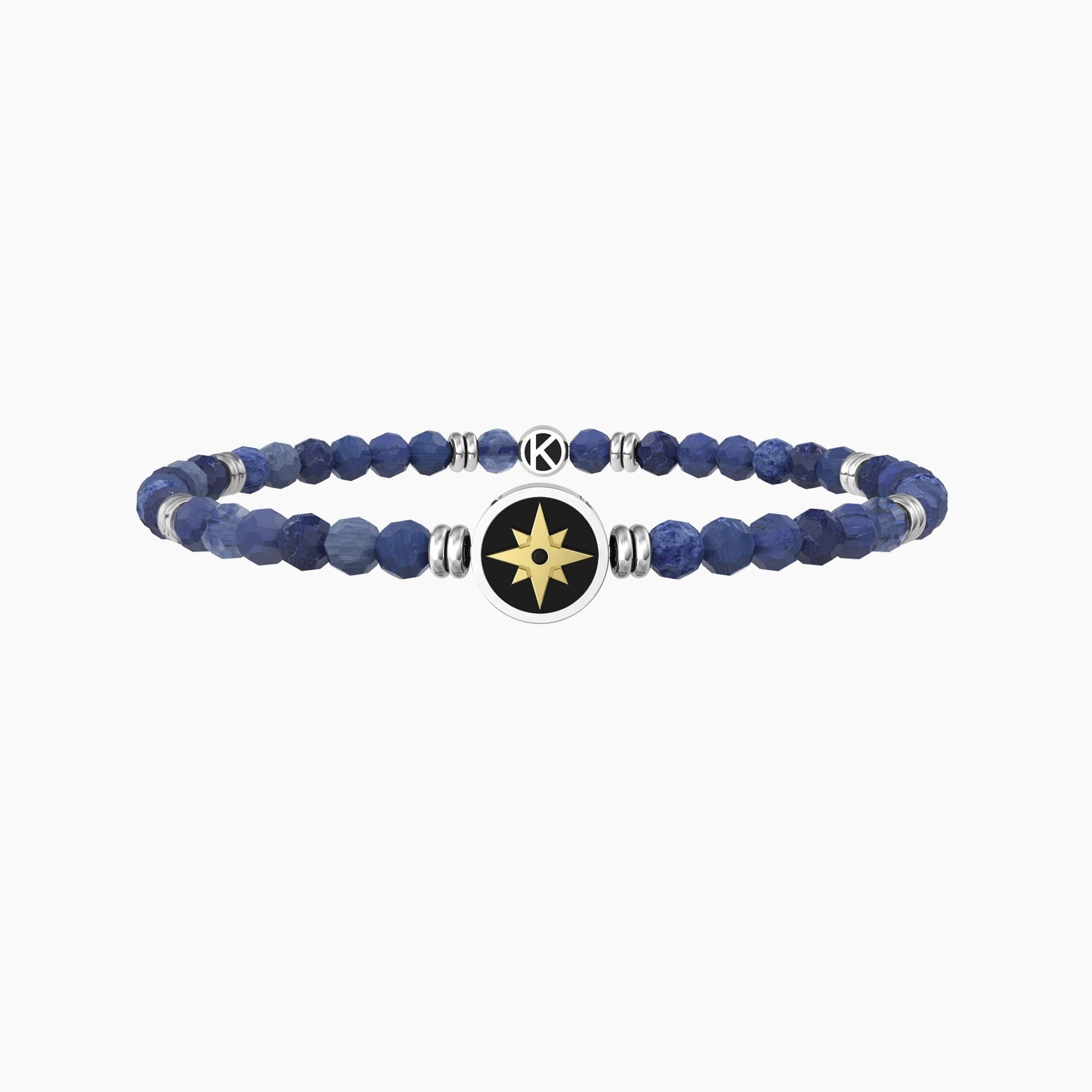 Kidult - Bracciale elastico uomo con agata blu e rosa dei venti  ROSA DEI VENTI | LIBERO ED INTREPIDO