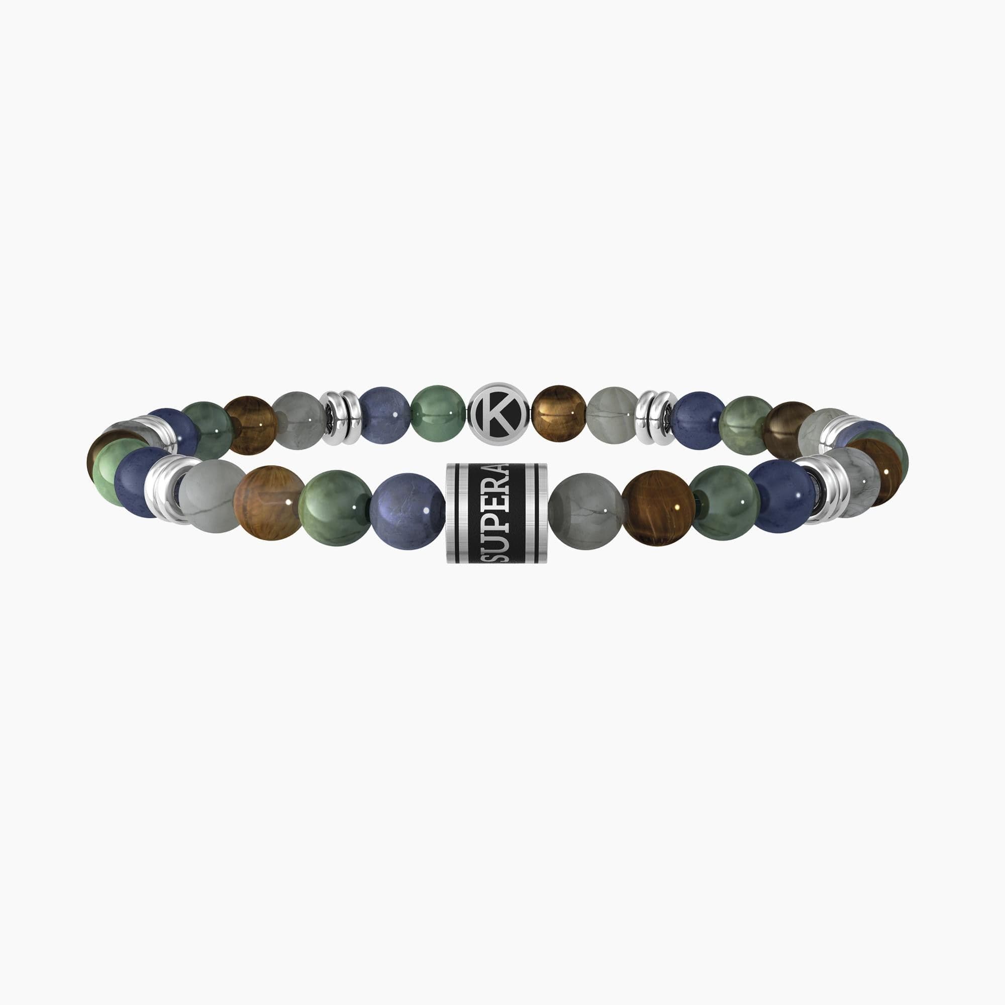 Kidult - Bracciale uomo con pietre multicolor alternate  SUPERA TE STESSO