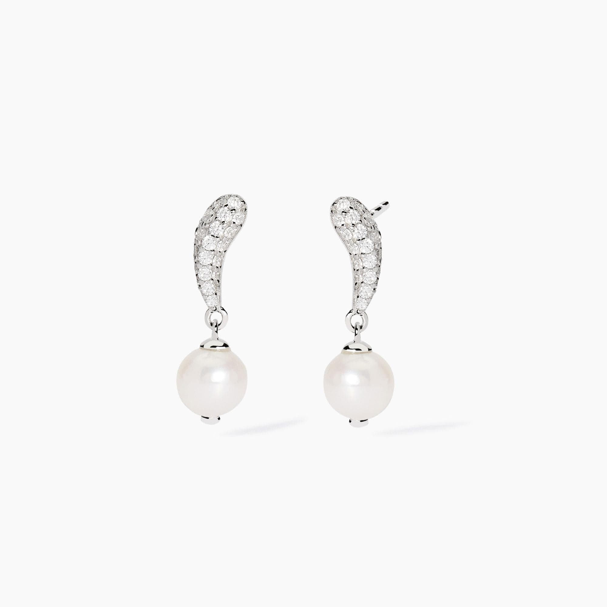 Mabina  -  Orecchini con pavé di zirconi e perle coltivate OPERA