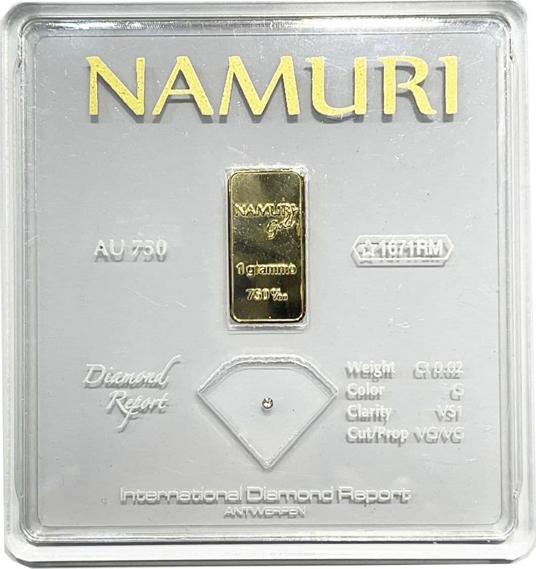 Namuri -  LINGOTTO 1 GRAMMO ORO 18KT e DIAMANTE 0,10CT G VS1 in Collane Alba Gioielli - Casoria, commercioVirtuoso.it