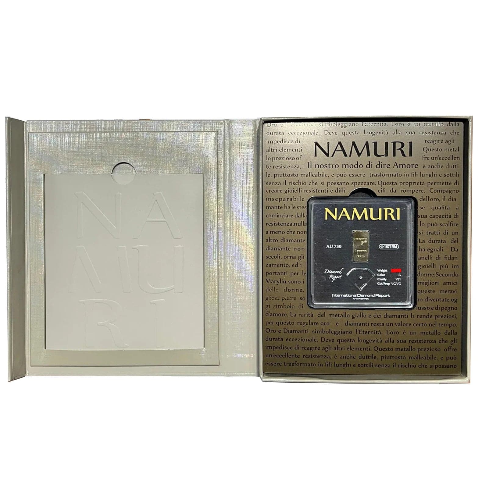 Namuri -  LINGOTTO 1 GRAMMO ORO 18KT e  DIAMANTE 0,07CT G VS1 in Collane Alba Gioielli - Casoria, commercioVirtuoso.it