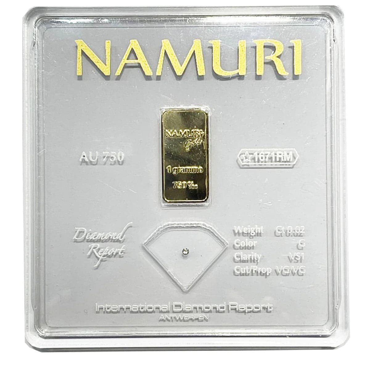 Namuri -  LINGOTTO 1 GRAMMO ORO 18KT e  DIAMANTE 0,07CT G VS1 in Collane Alba Gioielli - Casoria, commercioVirtuoso.it