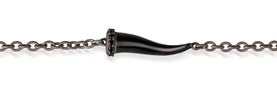 MANO J - BRACCIALE CHARMS CON CORNETTO SMALTATO NERO IN TITANIO, 5 BLACK E CATENA in Bracciali Alba Gioielli - Casoria, commercioVirtuoso.it