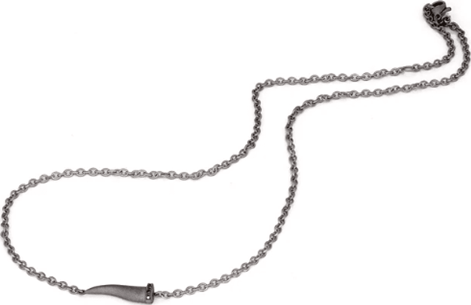 MANO J - COLLANA LINEA CHARMS CON CORNETTO IN TITANIO, 5 DIAMANTI BLACK E CATENA in Collane Alba Gioielli - Casoria, commercioVirtuoso.it