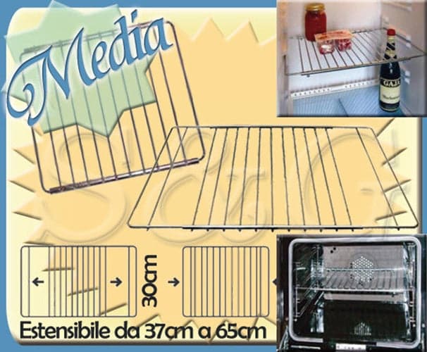 GRIGLIA ESTENSIBILE FRIGO UNIVERSAL LARGA 30.5 LUNGA MIN 37 MAX 56 CM MADE ITALY in prodotto EuroStore07 - Alatri, commercioVirtuoso.it