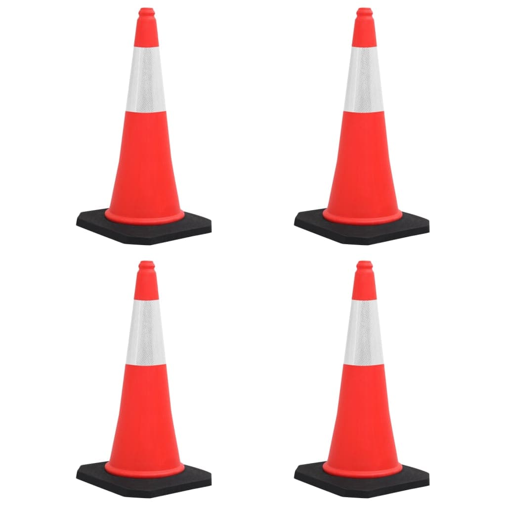 Set 4 pz Coni Emergenza Lavoro Spartitraffico Riflettenti con Basi Pesanti 75 cm