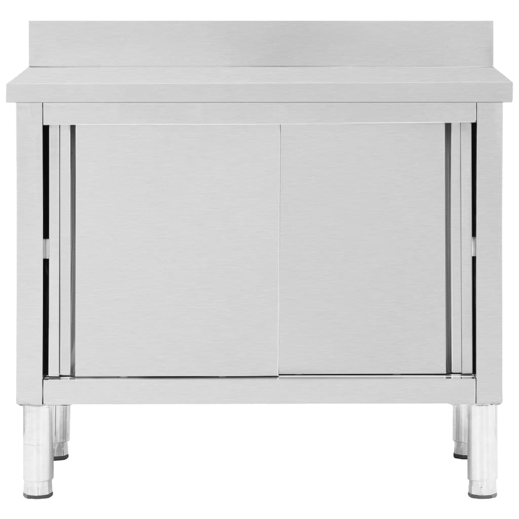 Banco da Lavoro Cucina Ristoro con Ante Scorrevoli 100x50x(95-97)cm in Acciaio in Banchi da lavoro Esplodia - Napoli, commercioVirtuoso.it