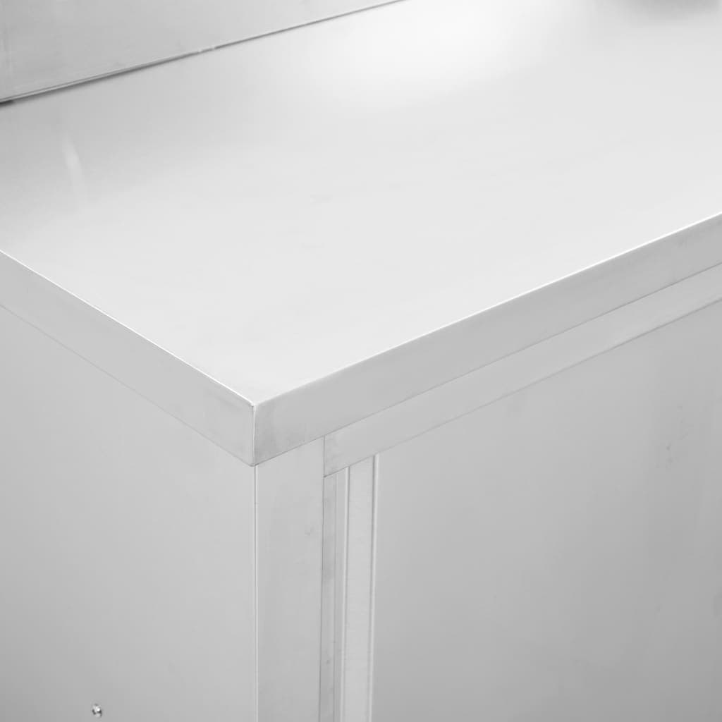Banco da Lavoro Cucina Ristoro con Ante Scorrevoli 100x50x(95-97)cm in Acciaio in Banchi da lavoro Esplodia - Napoli, commercioVirtuoso.it