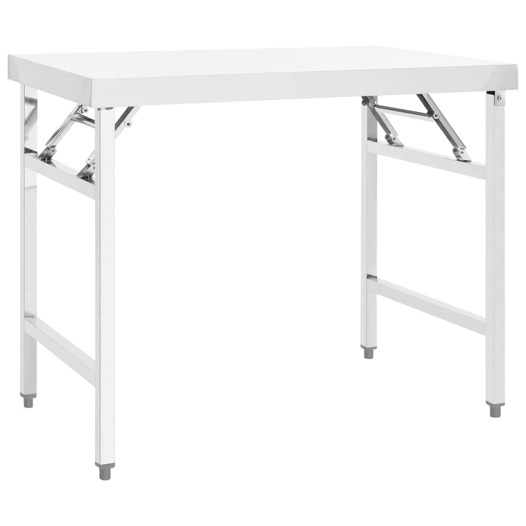 Tavolo da Lavoro Cucina Pieghevole 100x60x80 cm in Acciaio Inossidabile Argento