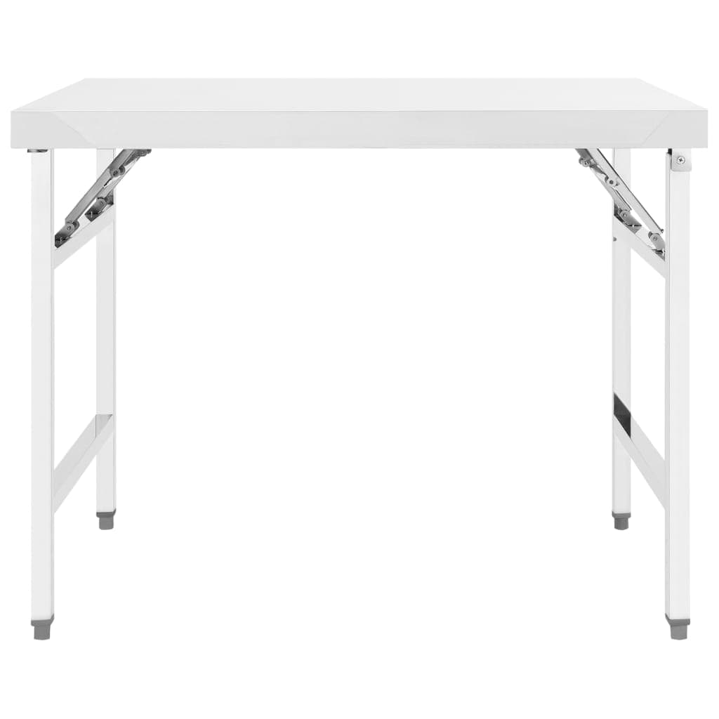Tavolo da Lavoro Cucina Pieghevole 100x60x80 cm in Acciaio Inossidabile Argento in Tavoli standard Esplodia - Napoli, commercioVirtuoso.it