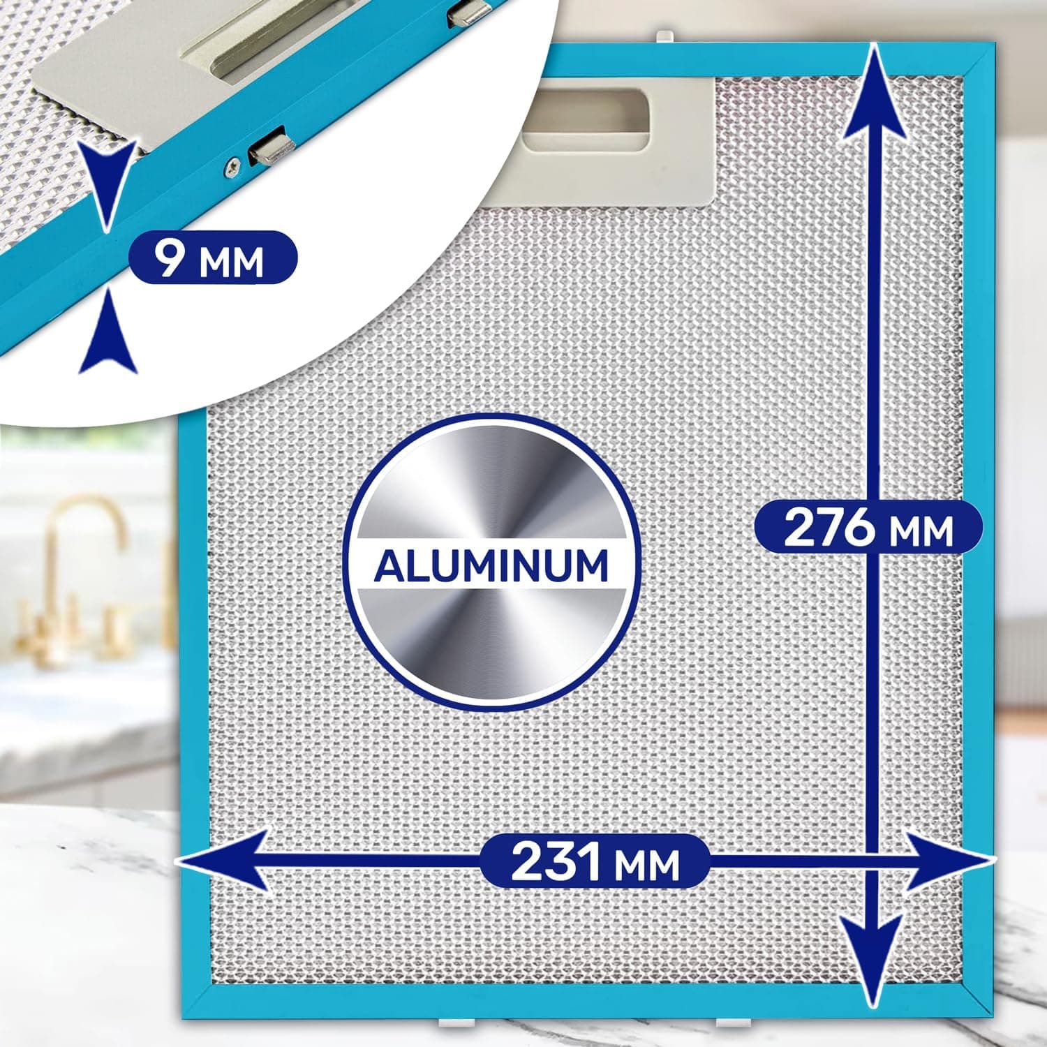 FILTRO CAPPA ALLUMINIO 276x231x9 mm Electrolux ELICA AEG 4055101671 F 265 in prodotto EuroStore07 - Alatri, commercioVirtuoso.it