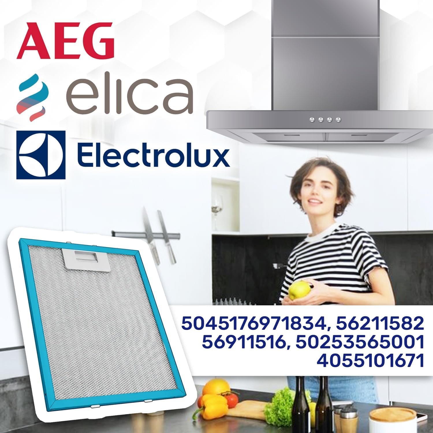 FILTRO CAPPA ALLUMINIO 276x231x9 mm Electrolux ELICA AEG 4055101671 F 265 in prodotto EuroStore07 - Alatri, commercioVirtuoso.it