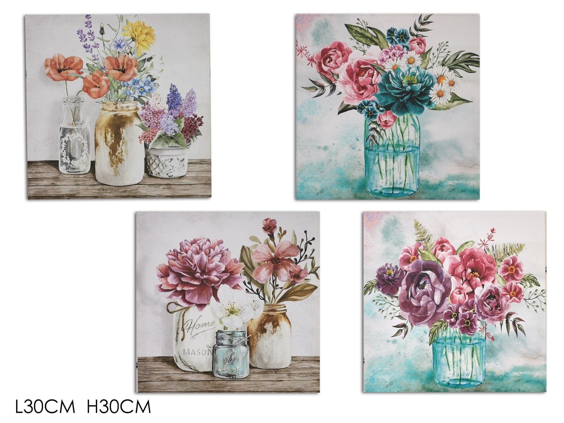 Quadro L30XH30CM "Fiori" 4 assortimenti