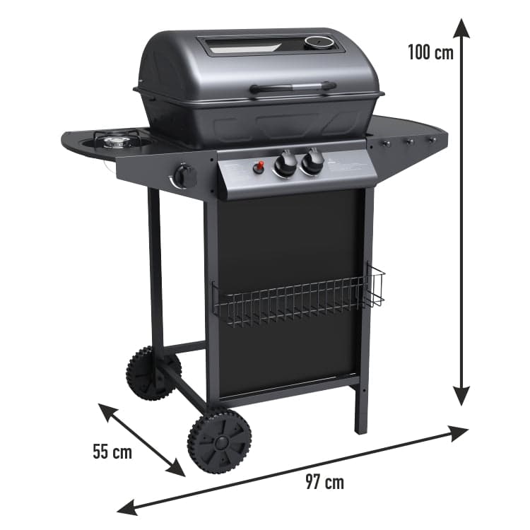 Barbecue a Gas con Fornello Laterale e Pietra Lavica Griglia Acciaio da Giardino in Barbecue a gas Danyx - Casoria, commercioVirtuoso.it