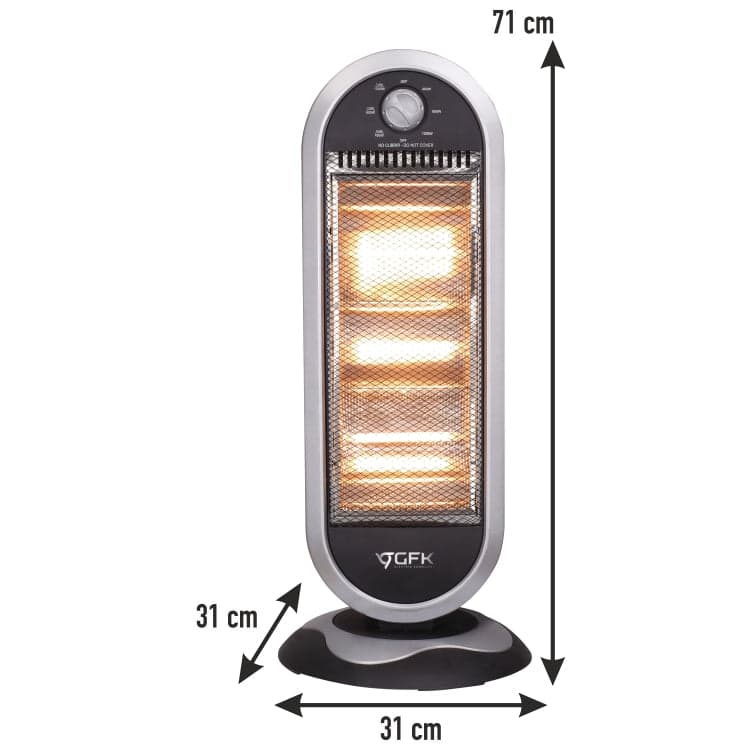 Stufa Elettrica Oscillante 1200W 3 Elementi Alogena Basso Consumo 31x31 H 71cm in Stufe elettriche Danyx - Casoria, commercioVirtuoso.it