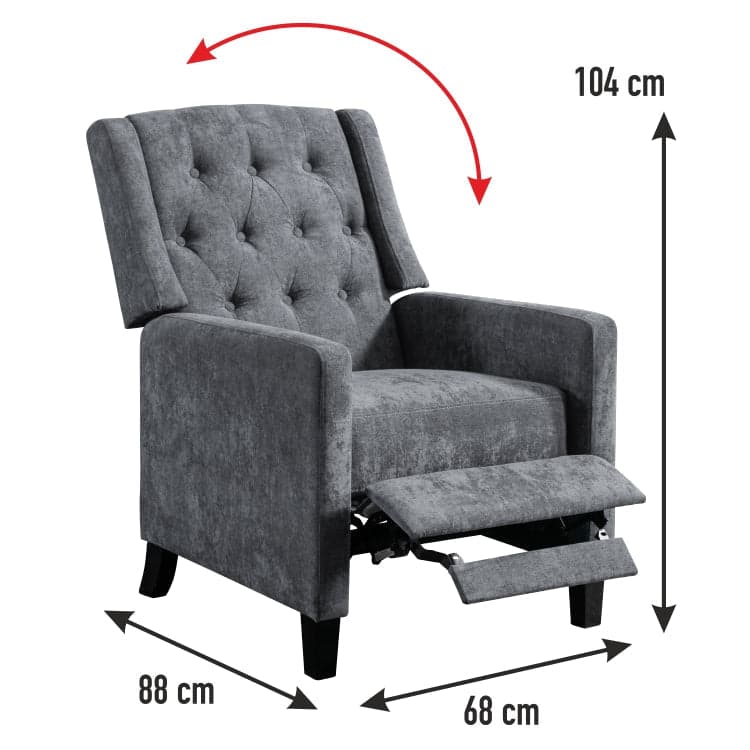 Poltrona Reclinabile Manuale Poggia Piedi Relax Trapuntata con Bottoni Grigio in Poltrone reclinabili Danyx - Casoria, commercioVirtuoso.it